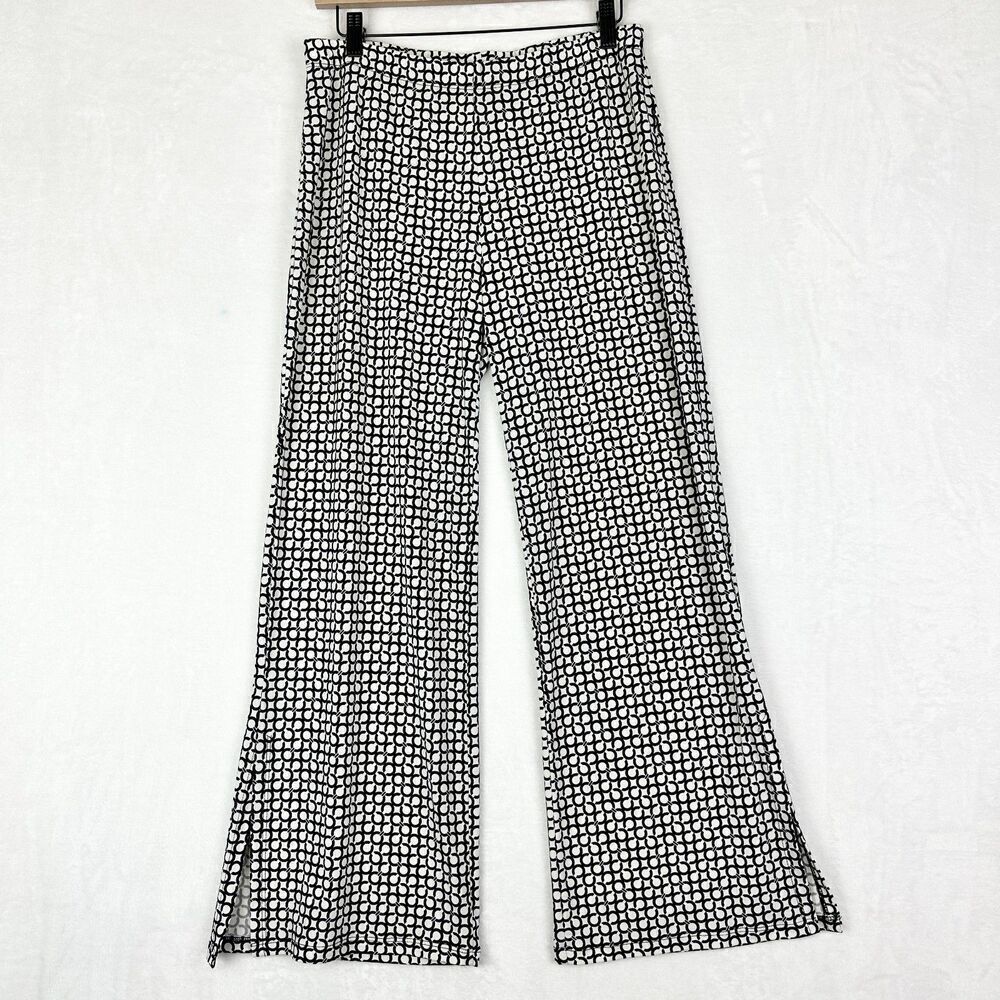 Clara Sunwoo Side Slit Ankle Pant Size Large Pull On Chain Ring Print Travel
